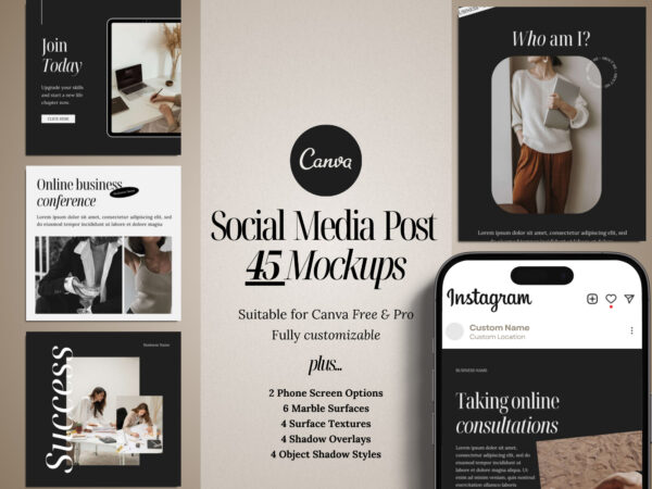 45 Social Media Post Canva Mockups