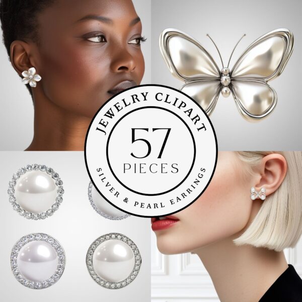 57 Silver and Pearl Earrings - Image 2